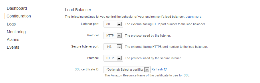 Elastic Beanstalk HTTPS Configuration